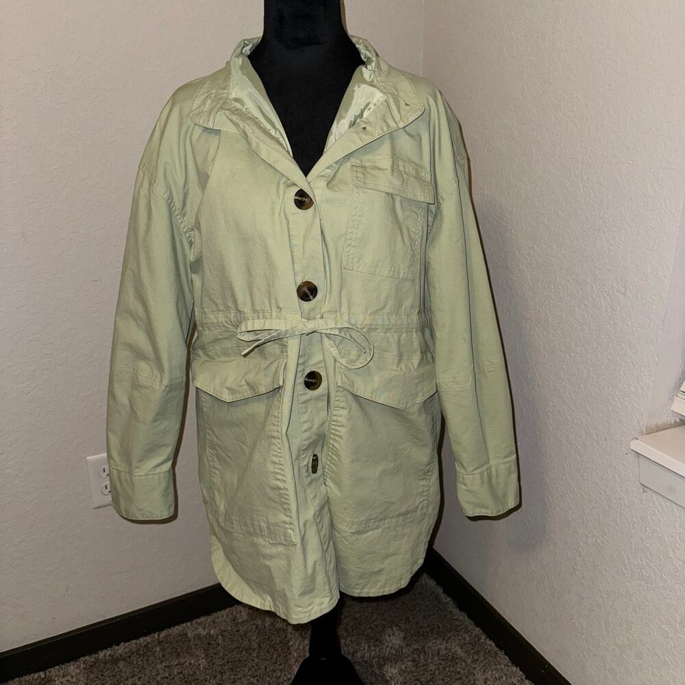 Universal Thread Green Trench Coat Utility‎ Jacket Women's Size Large Button Up